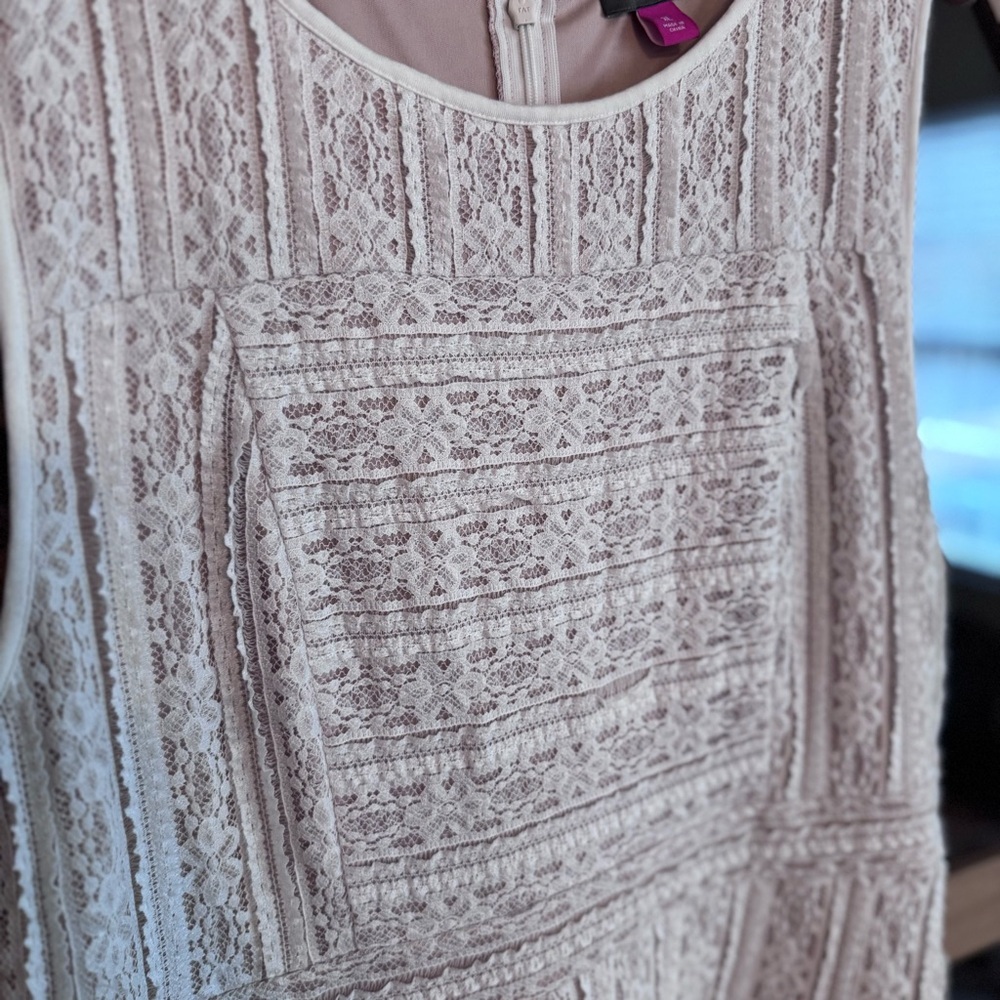 Vince Camuto Lace Dress XL Cream Sleeveless Fit & Flare Wedding Guest Bridal - Picture 6 of 11